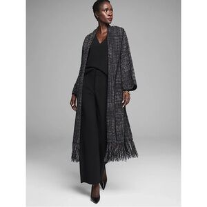 Nic‎ + Zoe GOLD LABEL STANDOUT FRINGE JACKET Black white blue LARGE